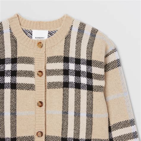 burberry check trim wool cardigan|Check Wool Cardigan in Sand .